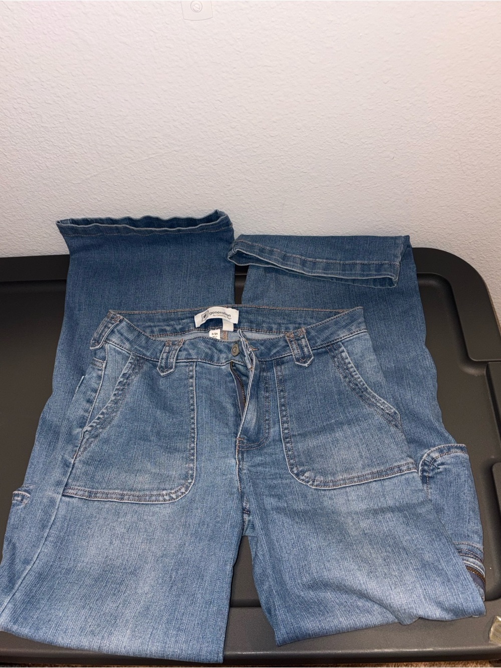 Everyday Light Wash Jeans Cargo Wide Leg Aesthetic Denim Pants